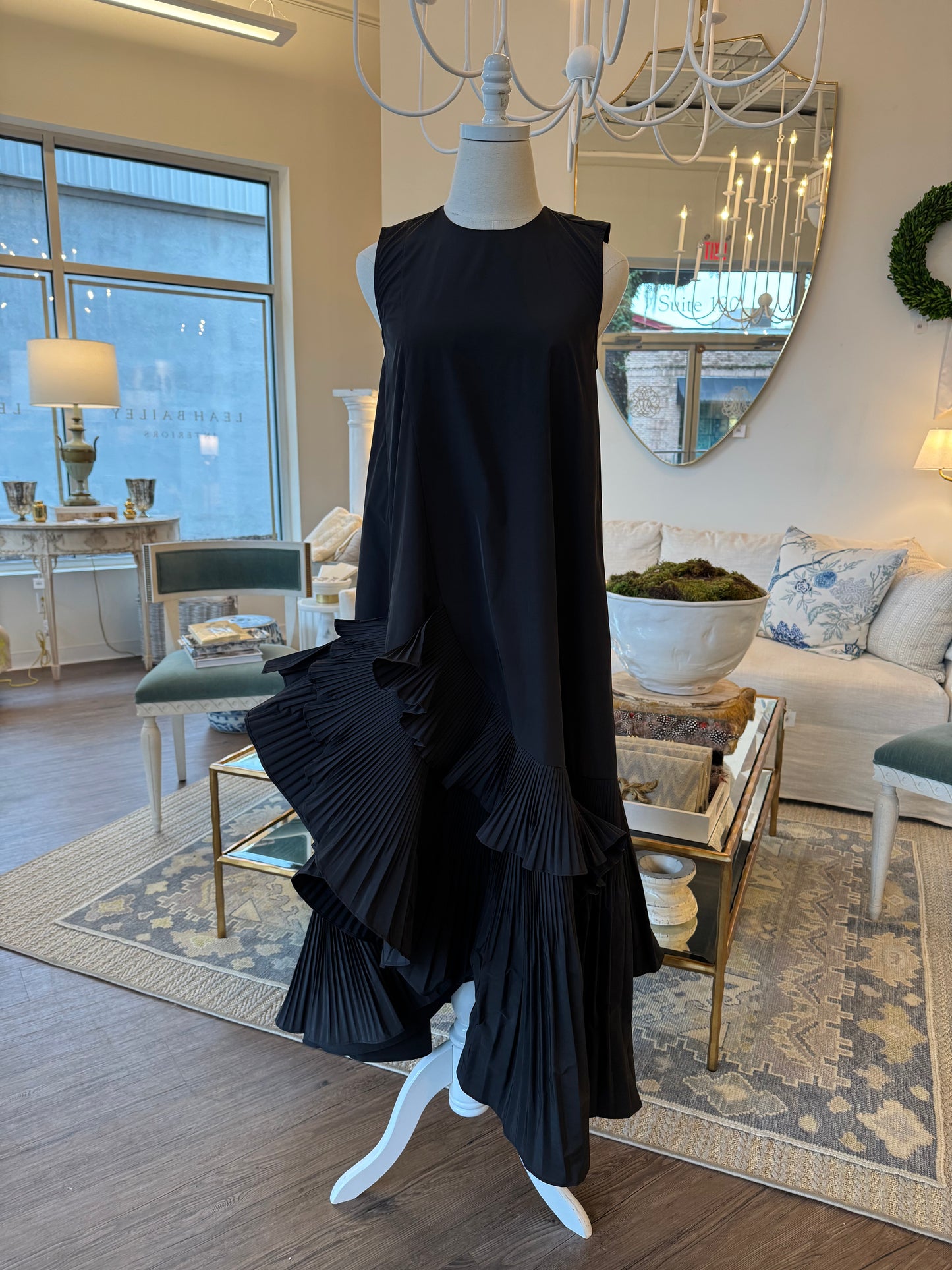 Dress with Asymmetric Pleated Ruffle