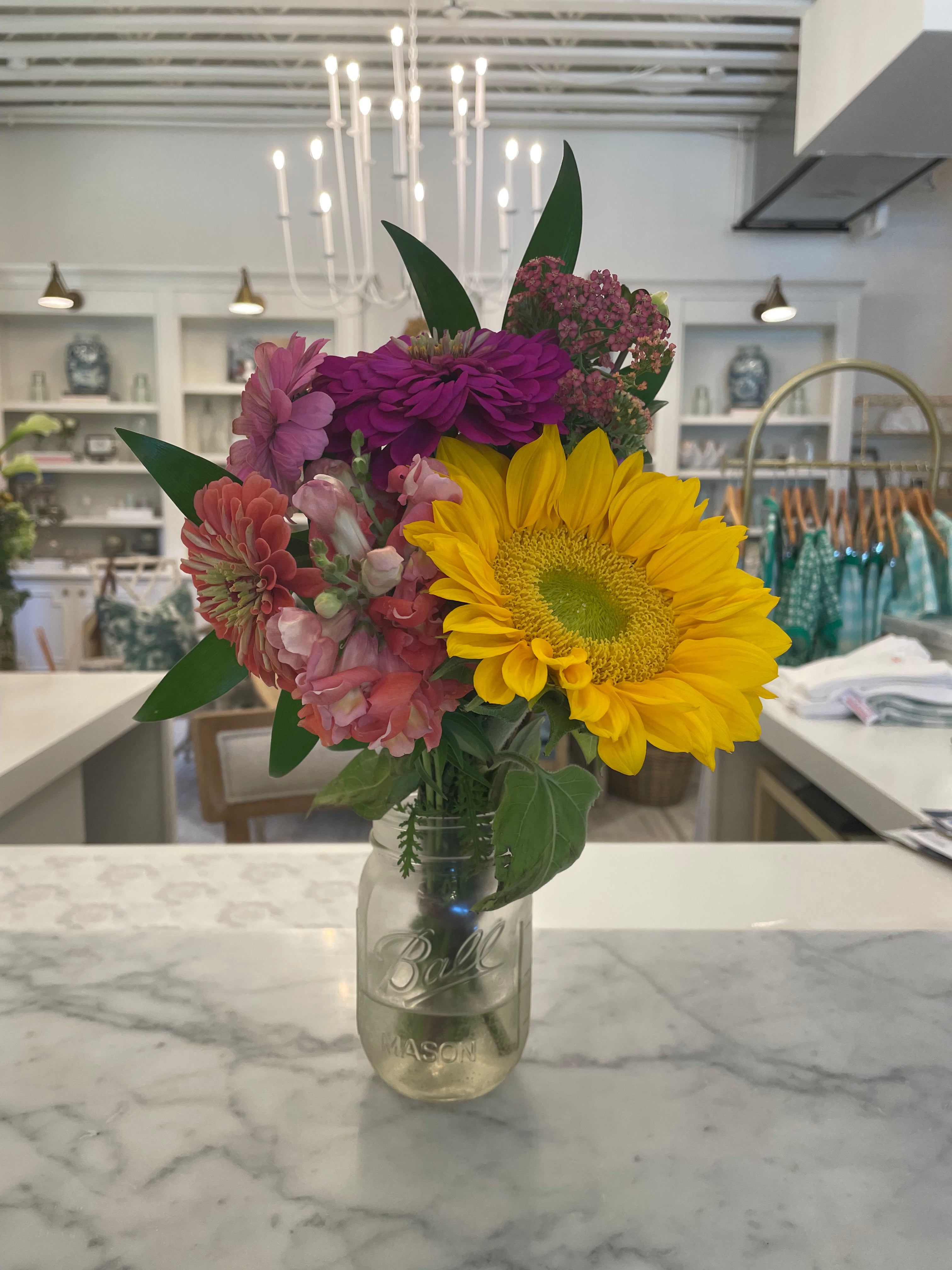Glass Mason Jar with Florals