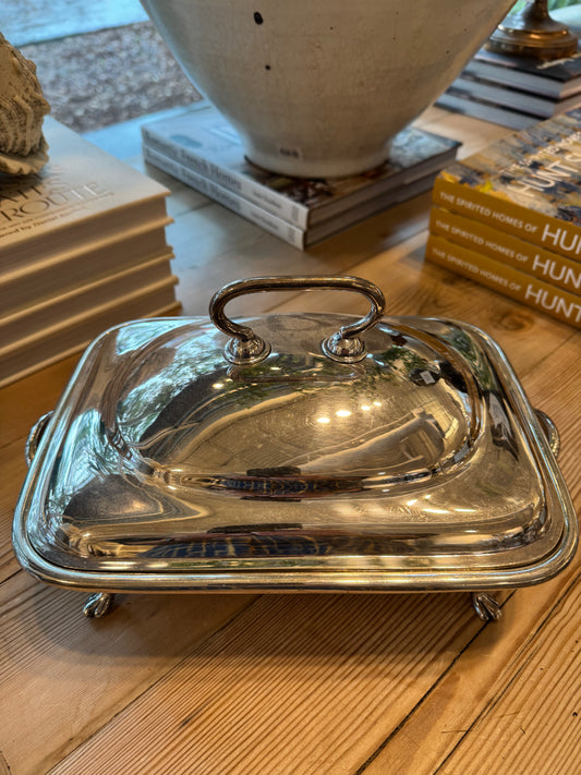 Silver Plated Covered and Footed Serving Dish