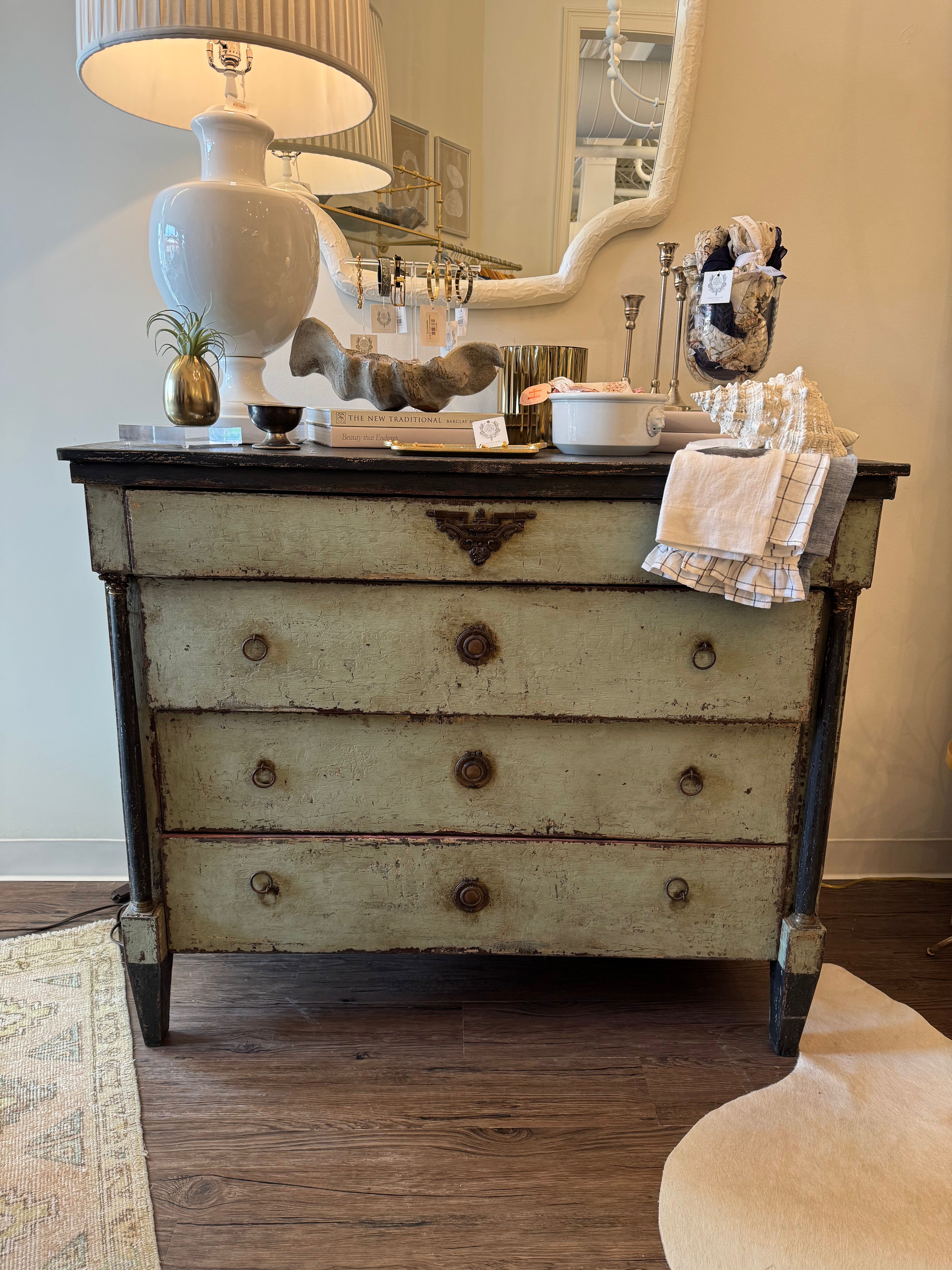 Distressed Painted Antique 4 Drawer Chest