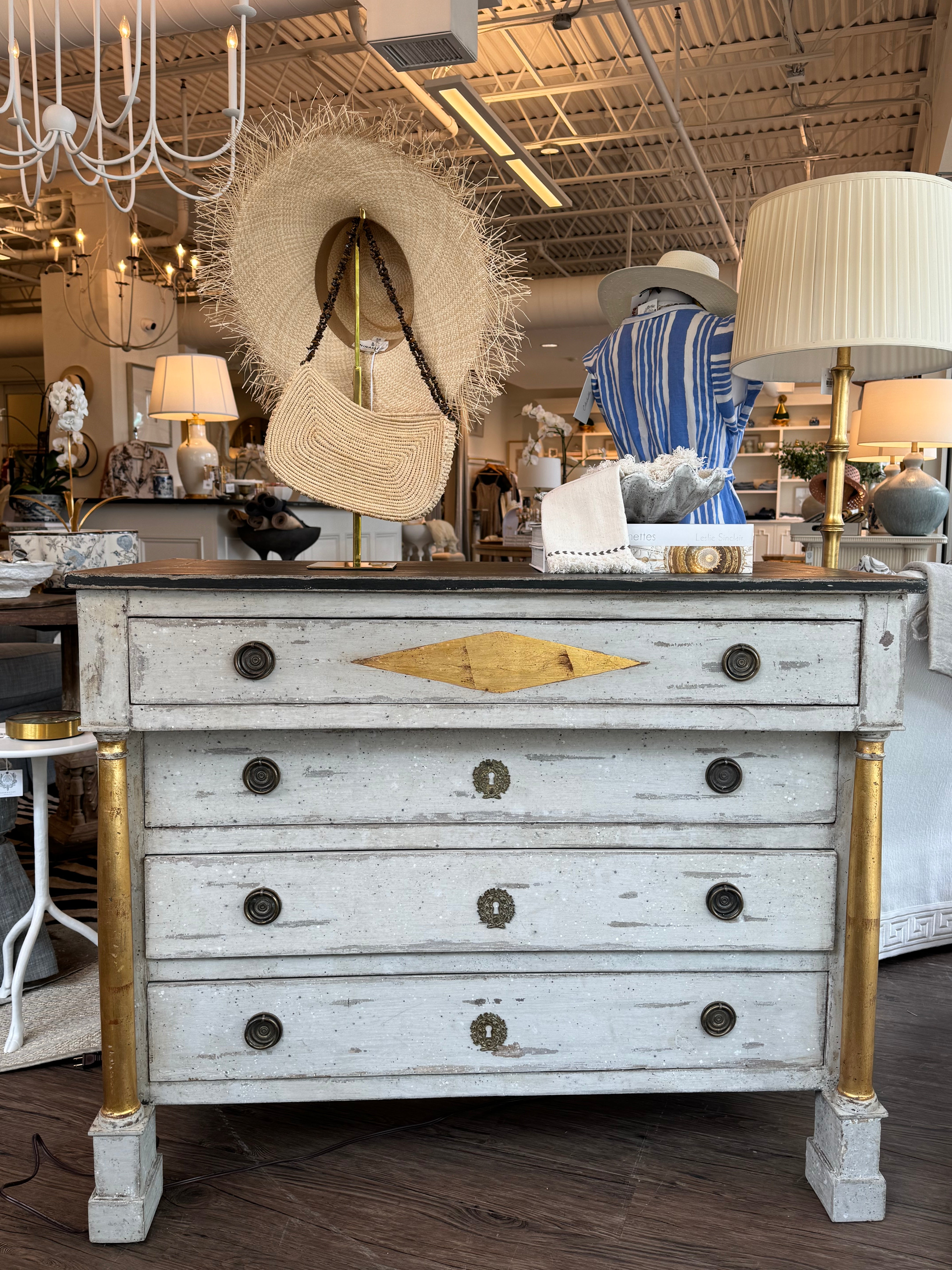 Painted Antique 4 Drawer Chest