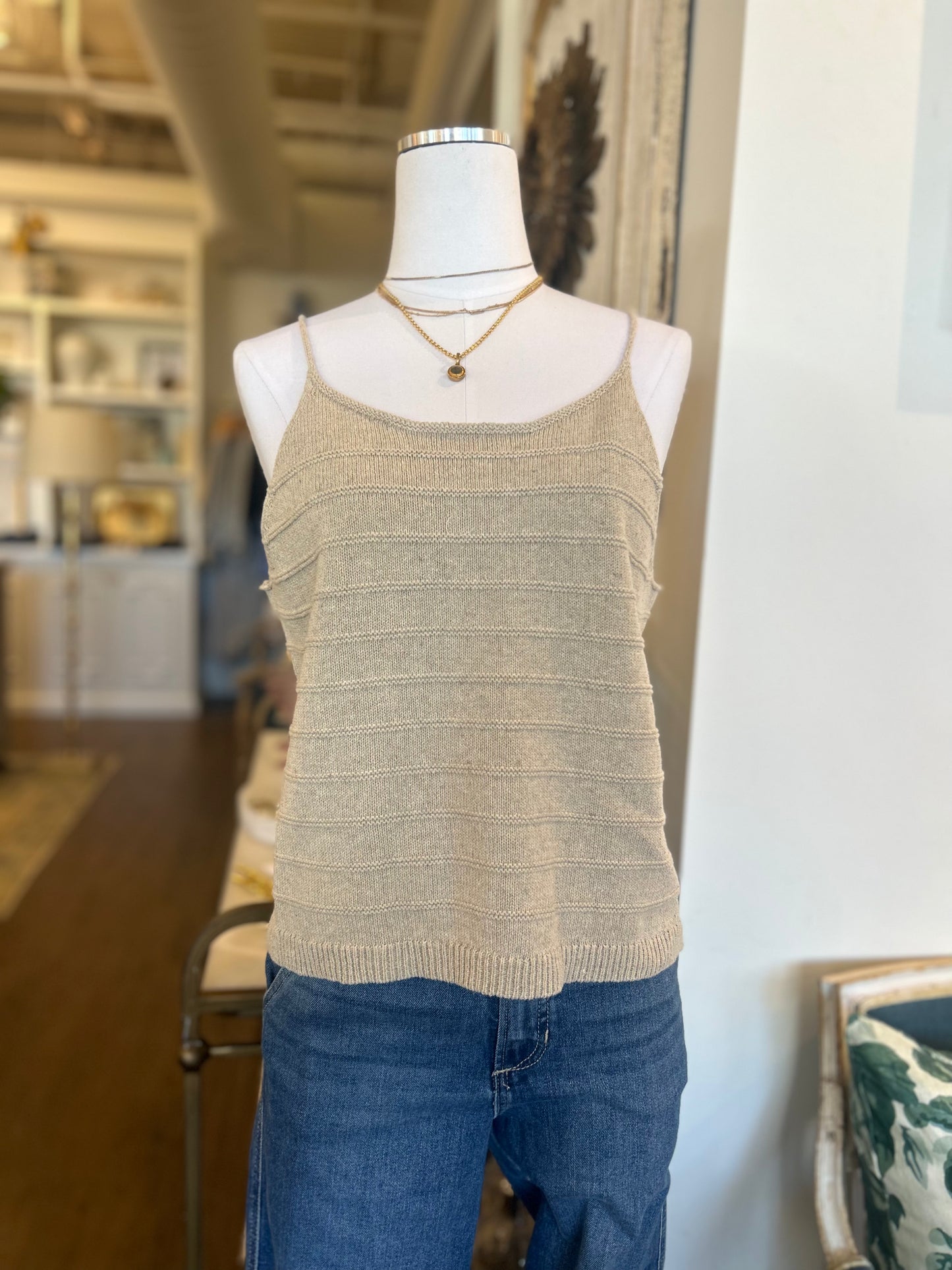 Cotton Linen Knit Tank