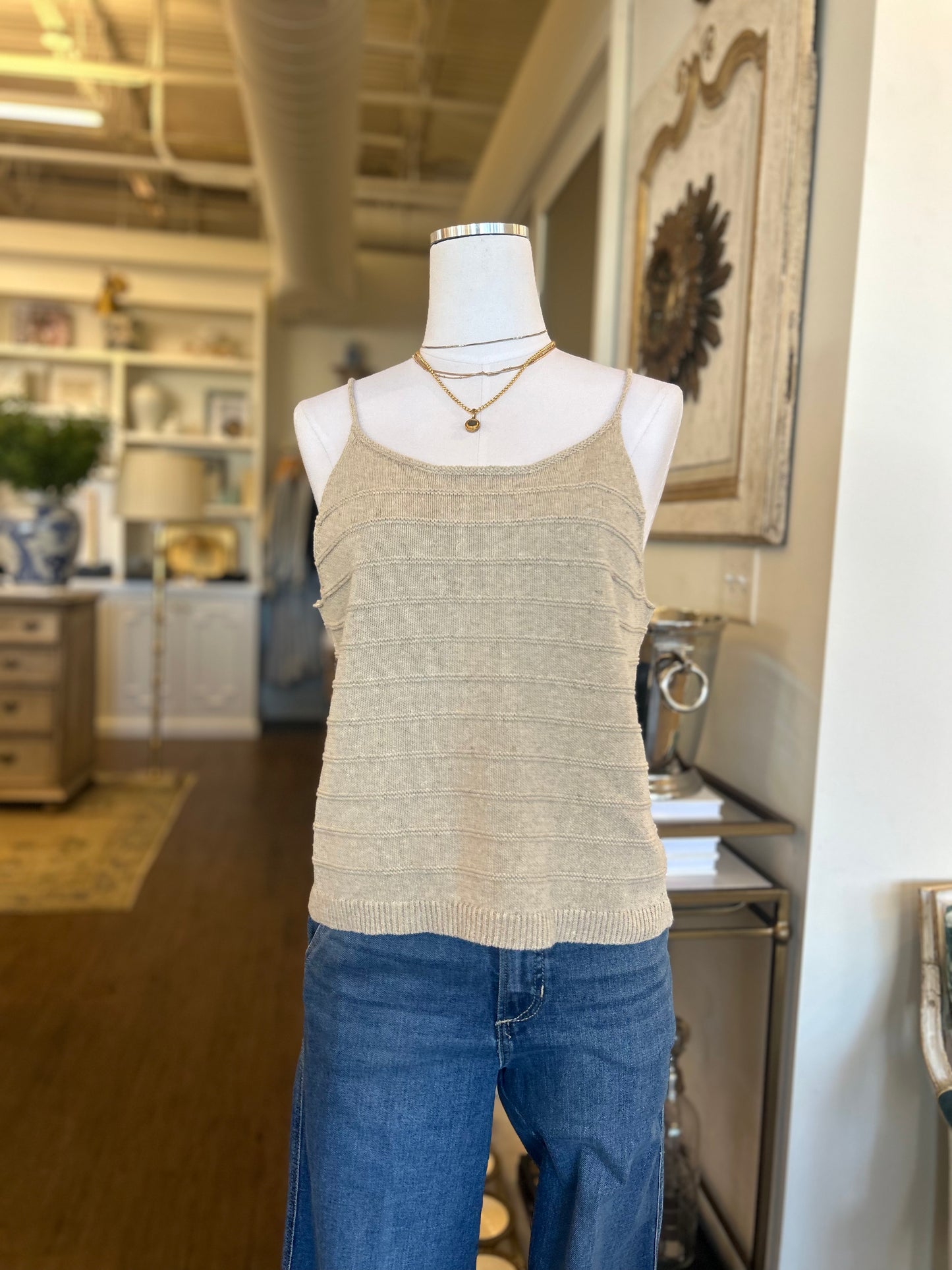 Cotton Linen Knit Tank