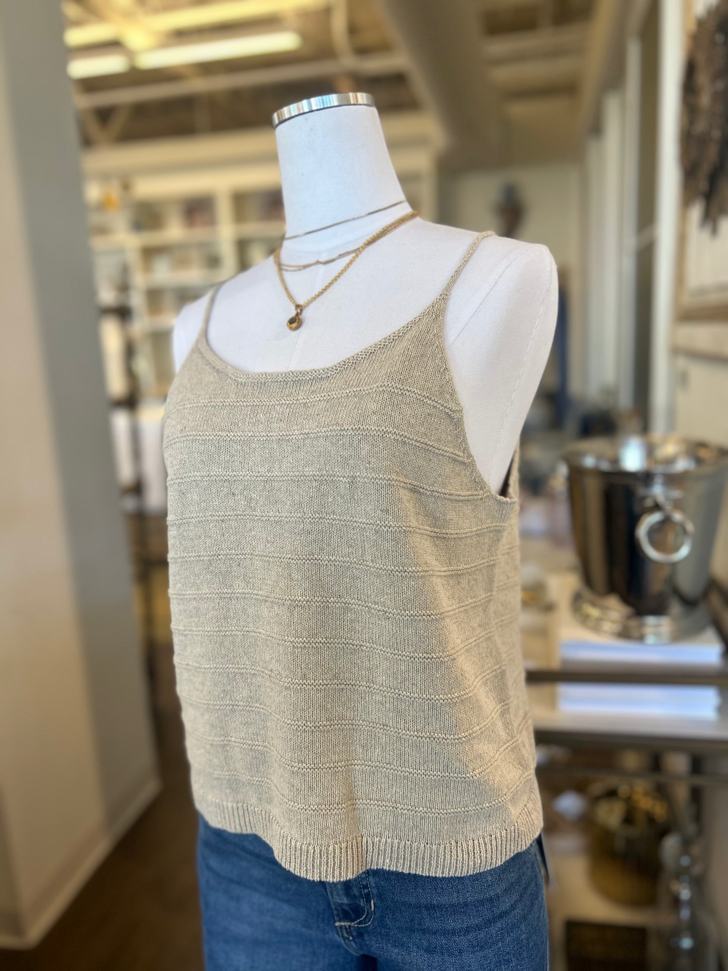 Cotton Linen Knit Tank