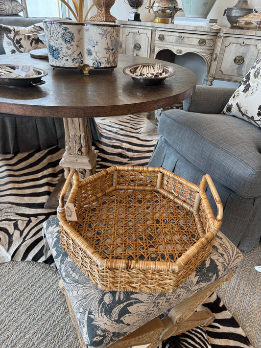 Hexagon Woven Cane Serving Tray