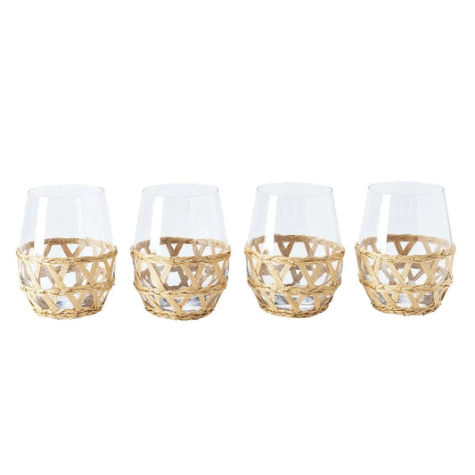 Island Wrapped Stemless Wine Glass Set