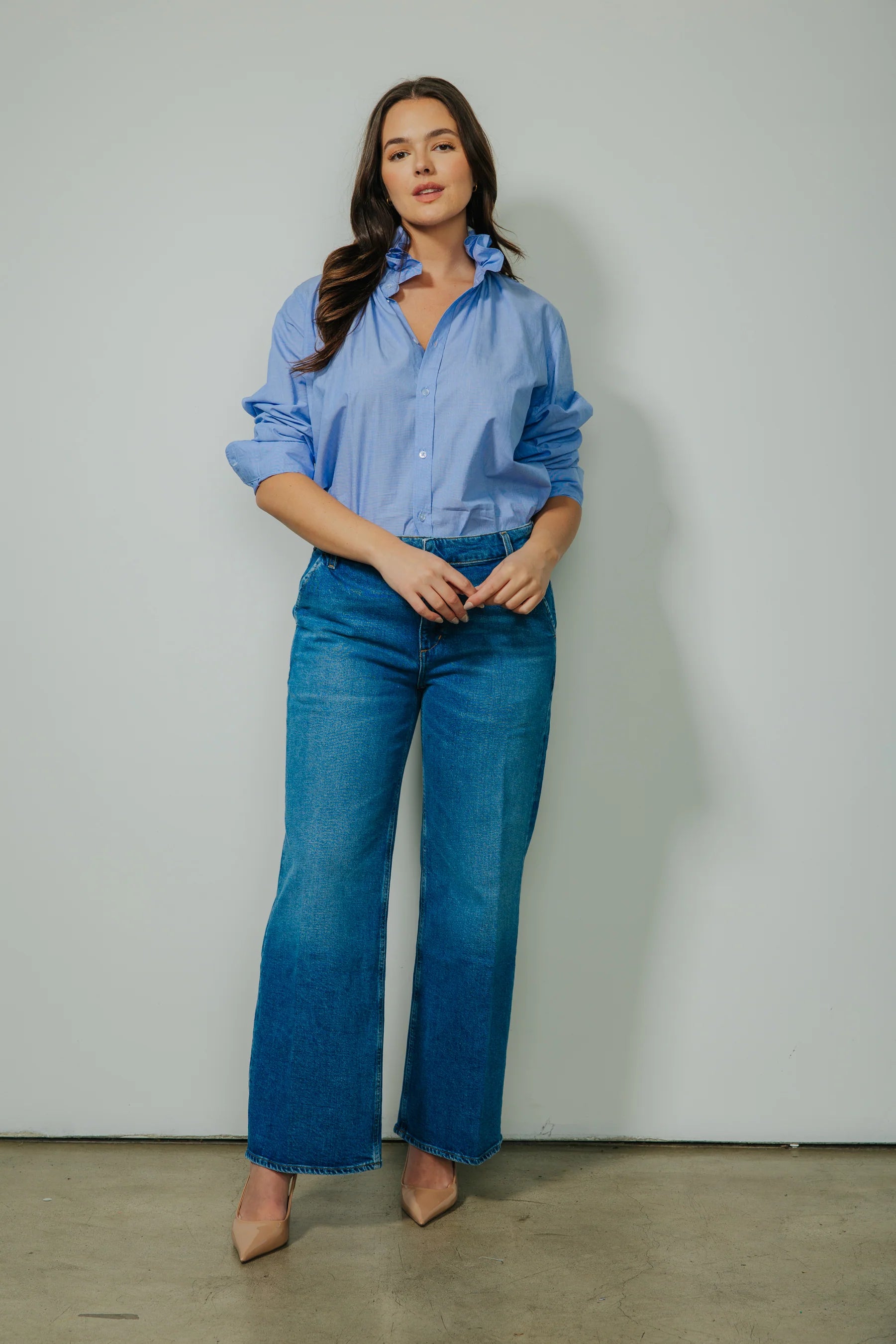 Quarantina Button Down in Chambray