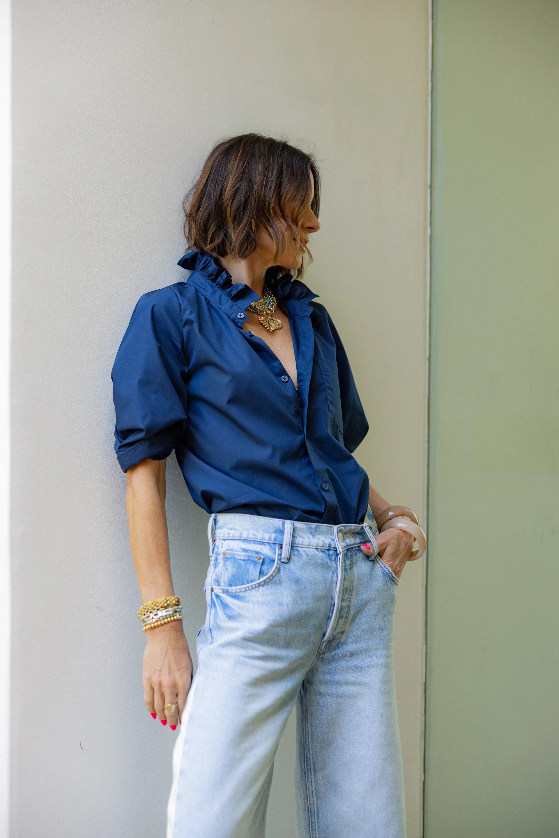 Southern Lover Button Up in Navy