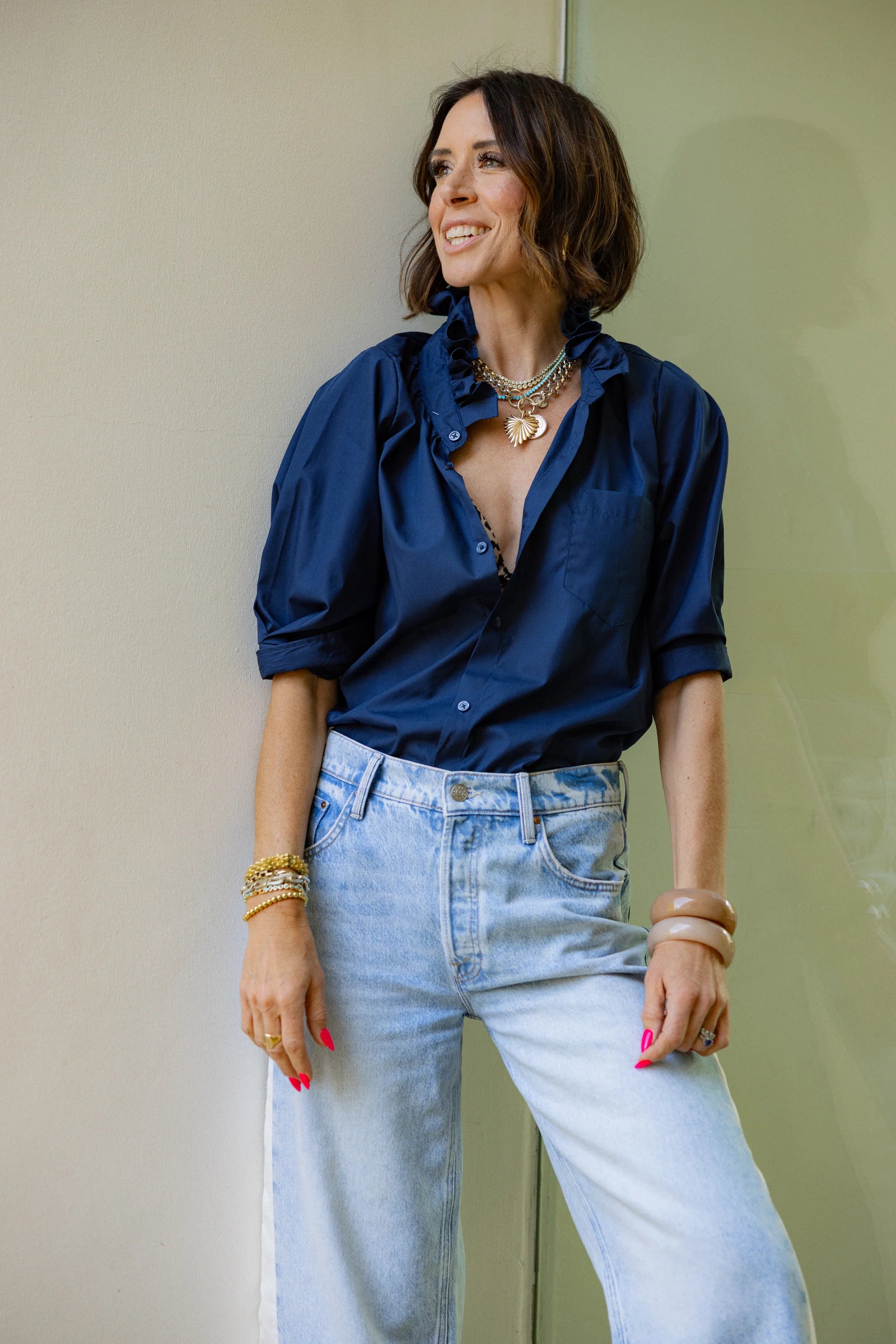 Southern Lover Button Up in Navy