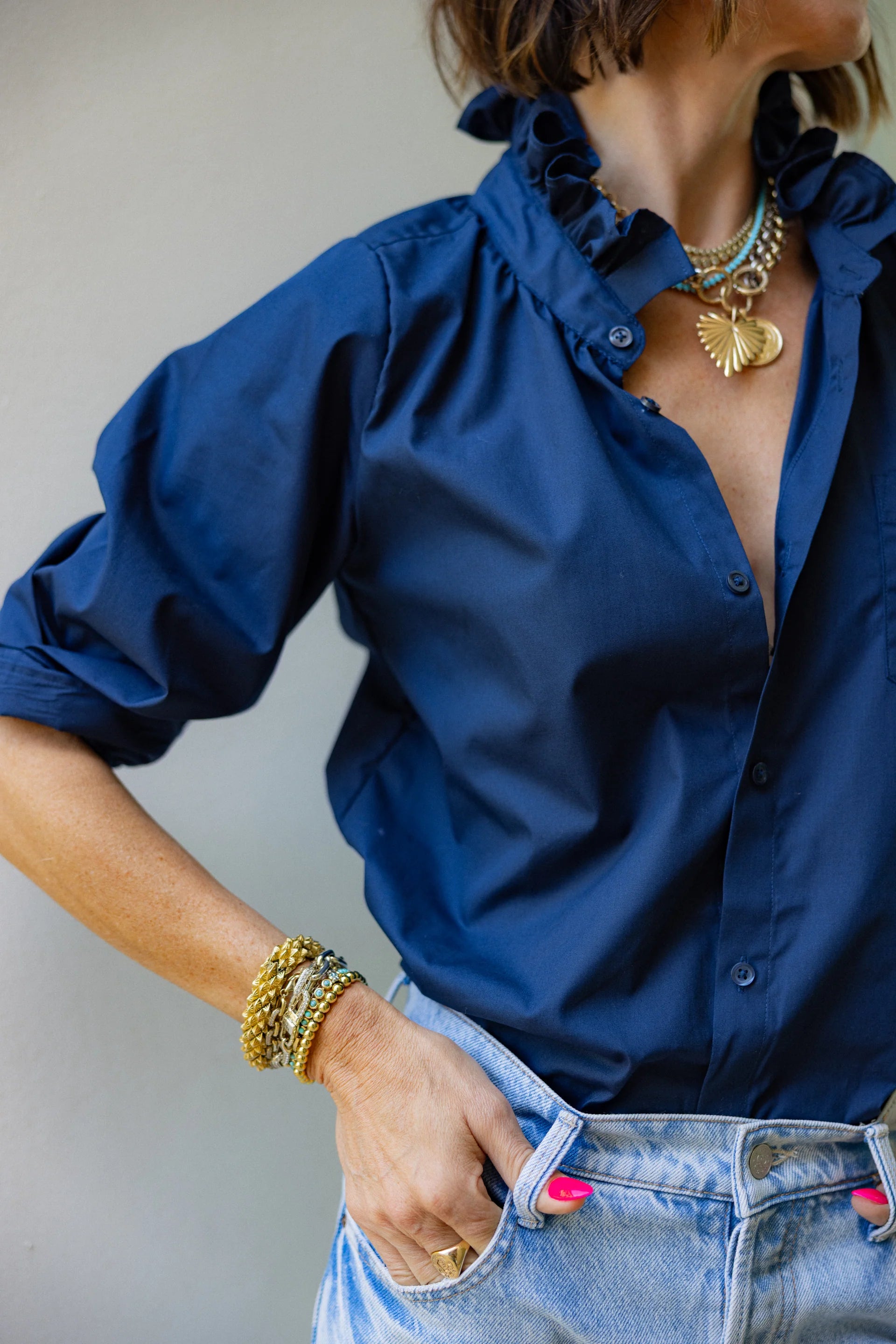 Southern Lover Button Up in Navy