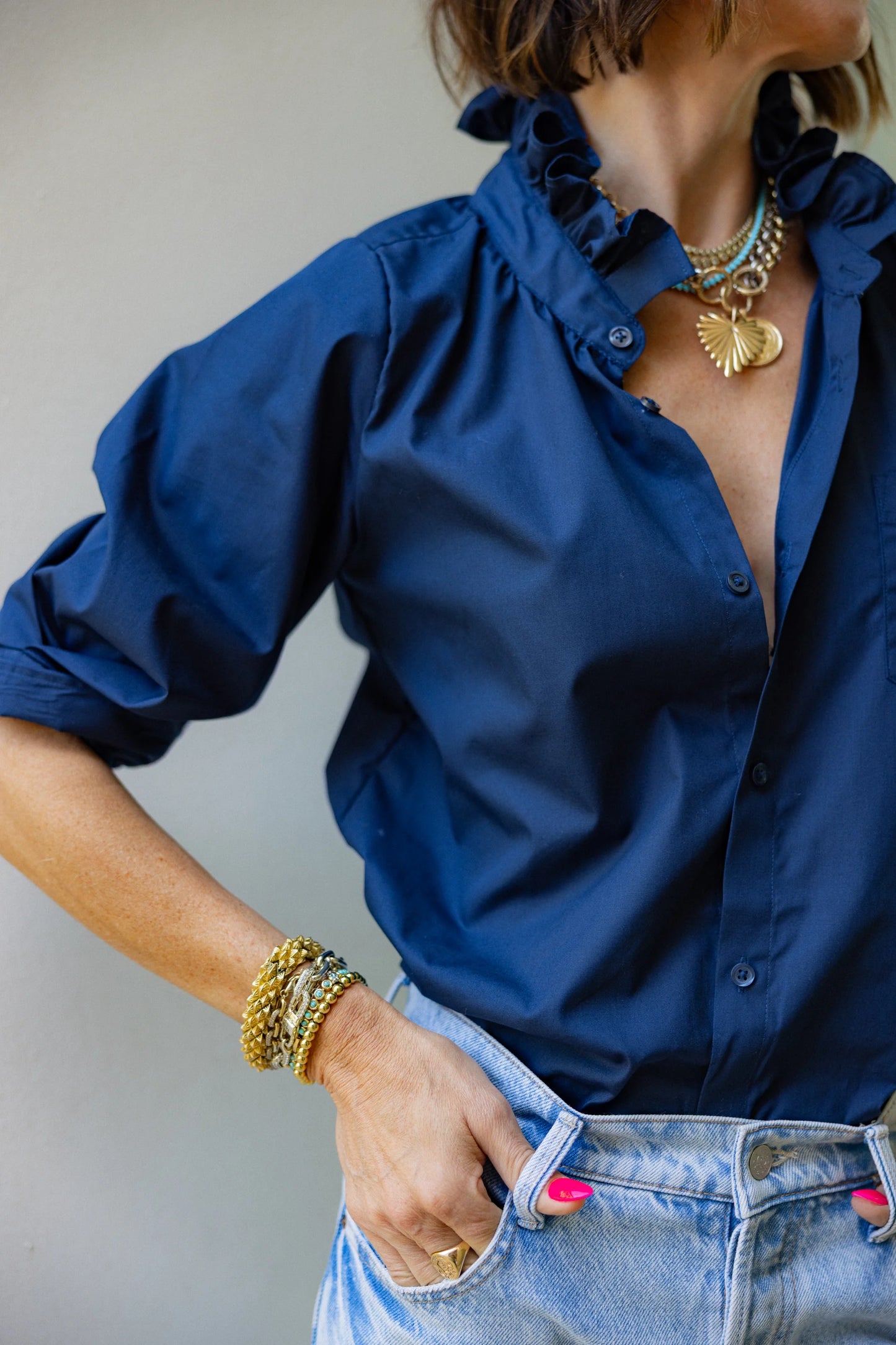 Southern Lover Button Up in Navy