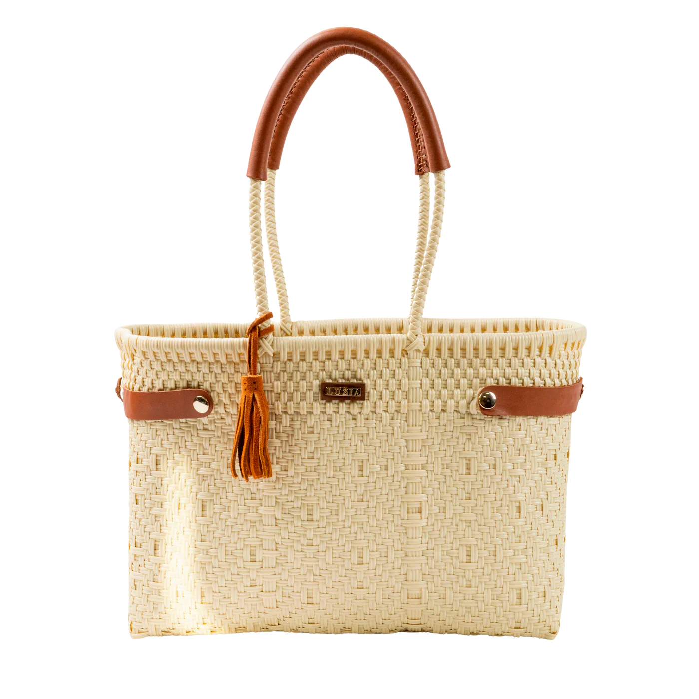 Luzia Woven Medium Tote Solid Beige