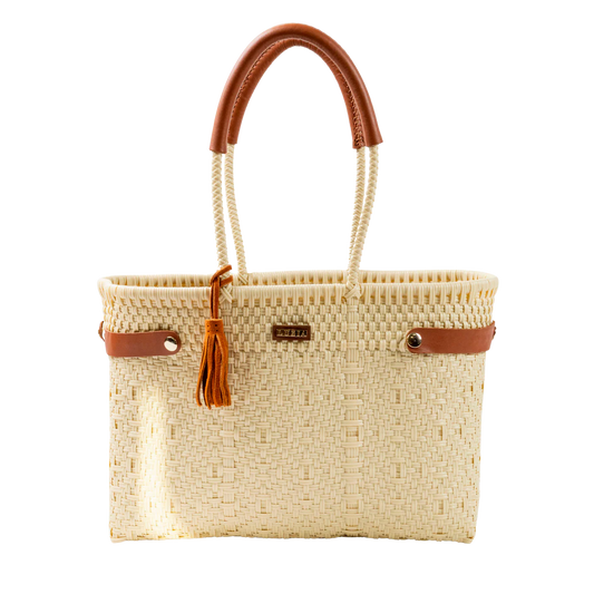 Luzia Woven Medium Tote Solid Beige