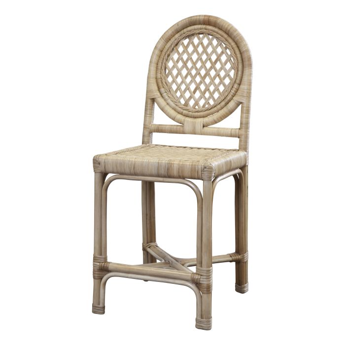 Louis XVI Trellis Rattan Counter Stool