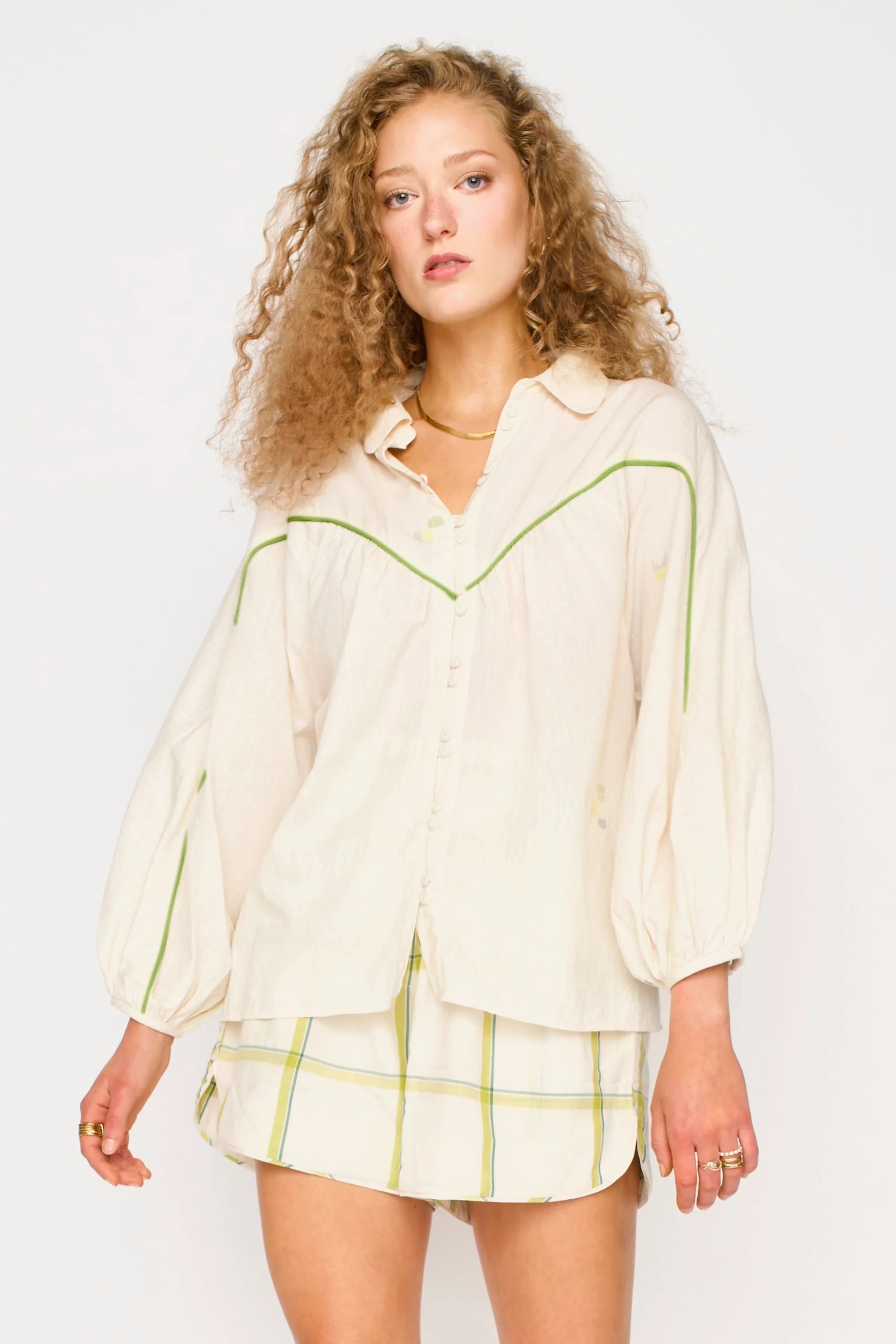 Midland Top in  Lime Jamadani