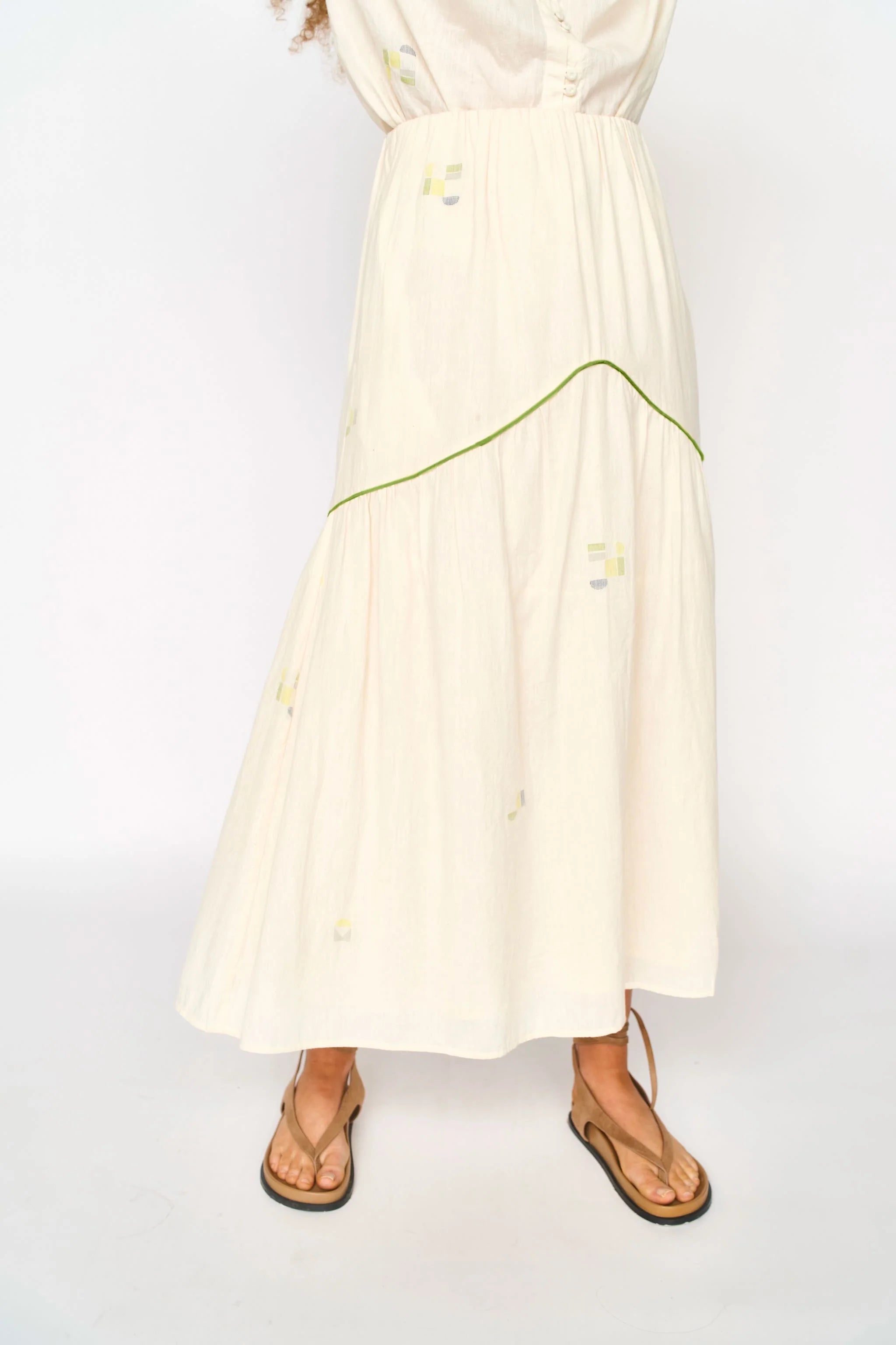 Brighton Skirt in Lime Jamdani