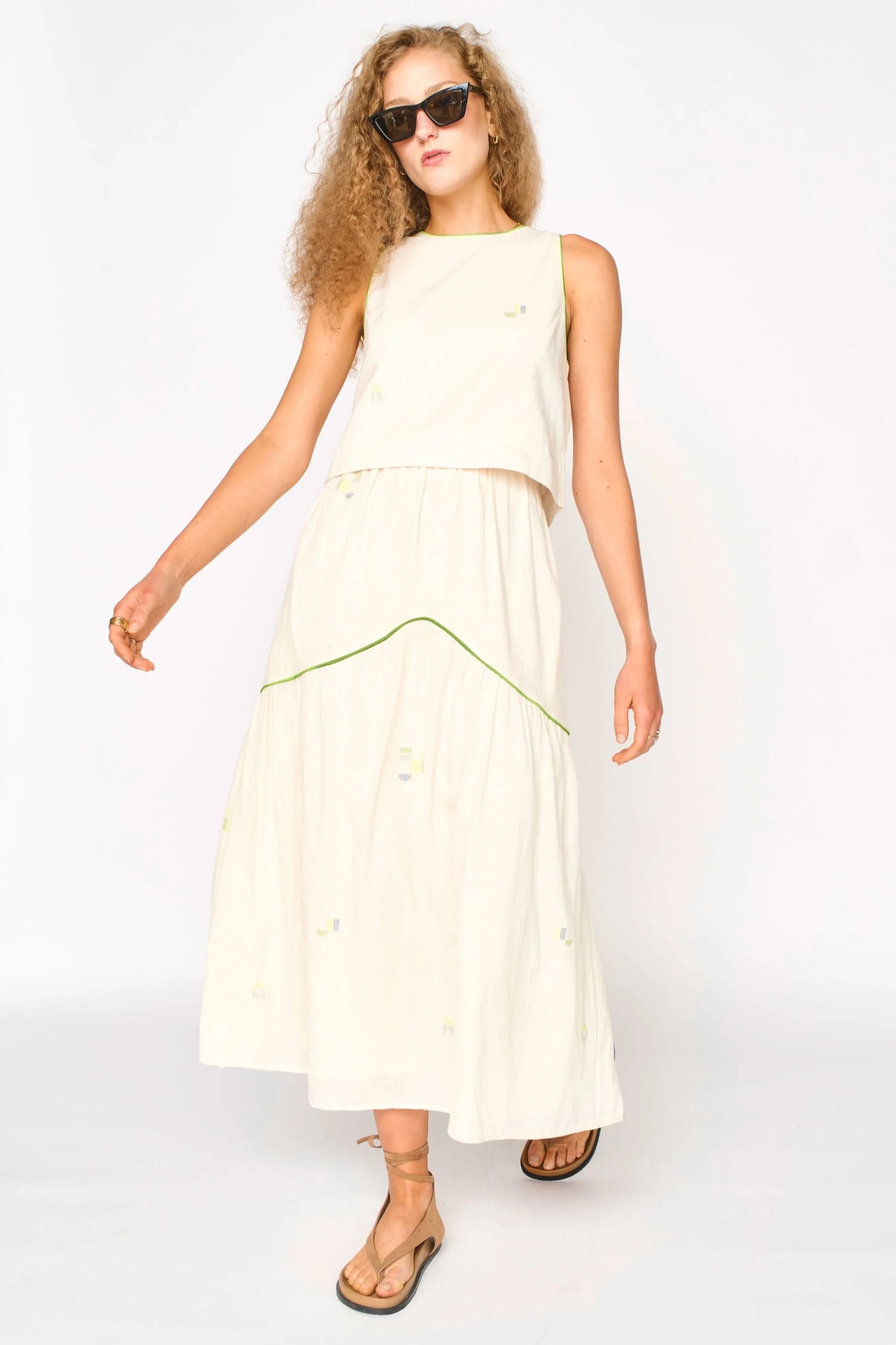 Brighton Skirt in Lime Jamdani