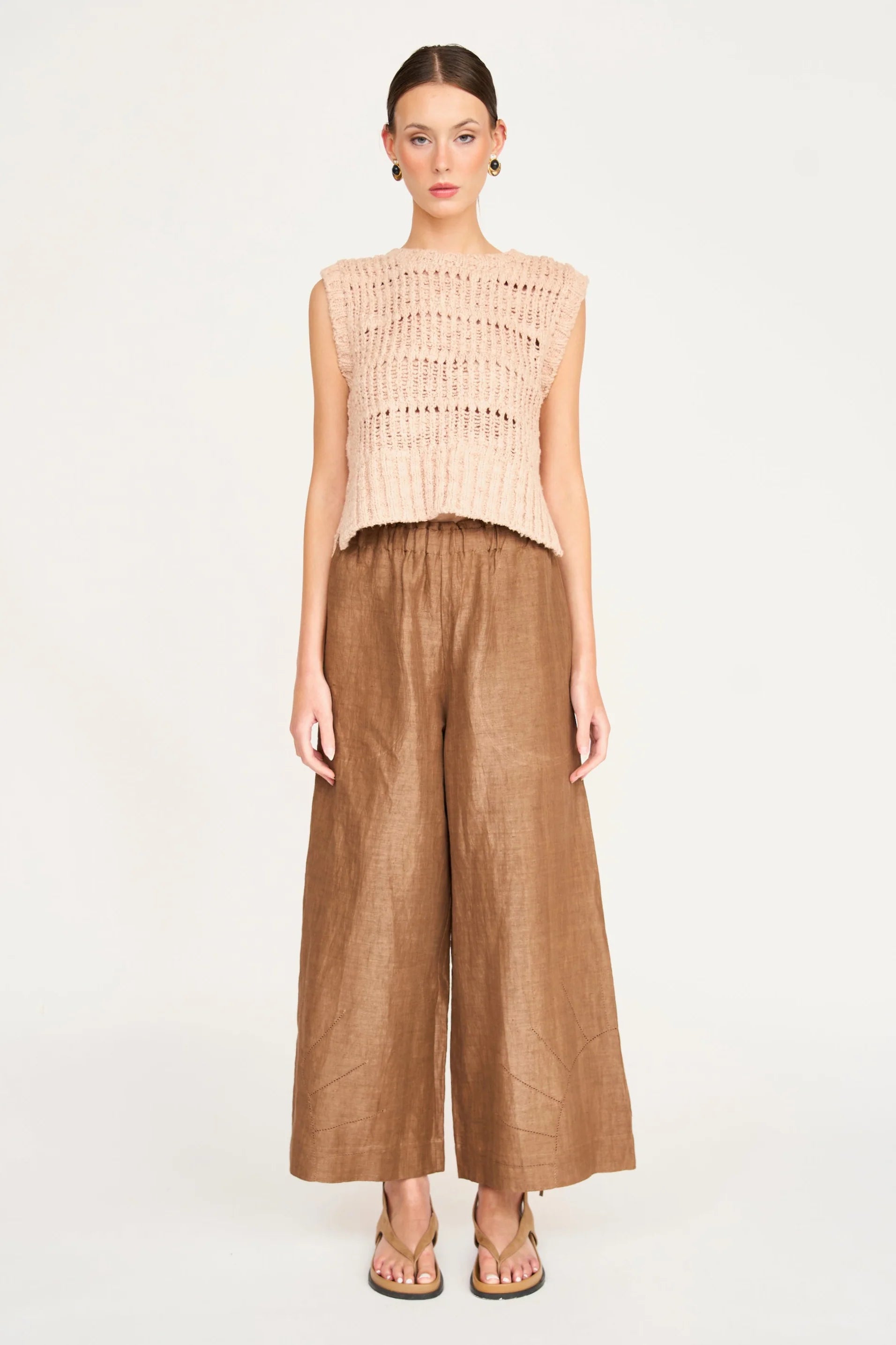 Mirth Pant in Brownie Linen