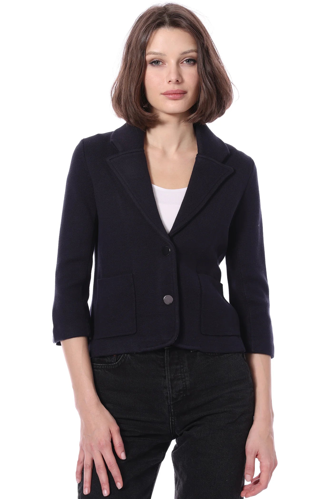 Cotton Blend Shrunken Blazer
