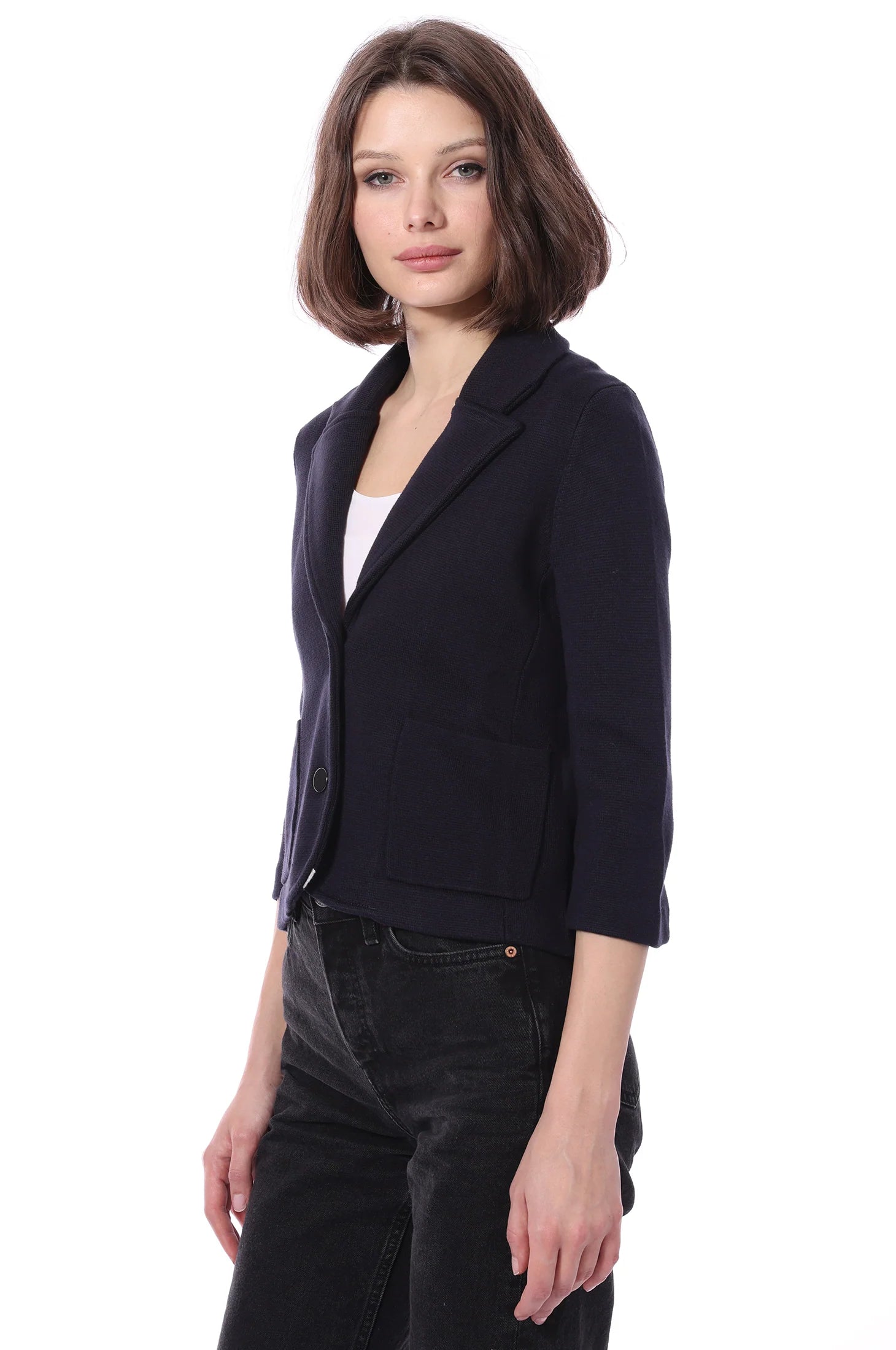 Cotton Blend Shrunken Blazer