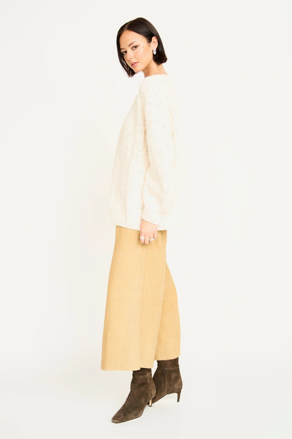 Cusco Open Cardigan in Cream Flame