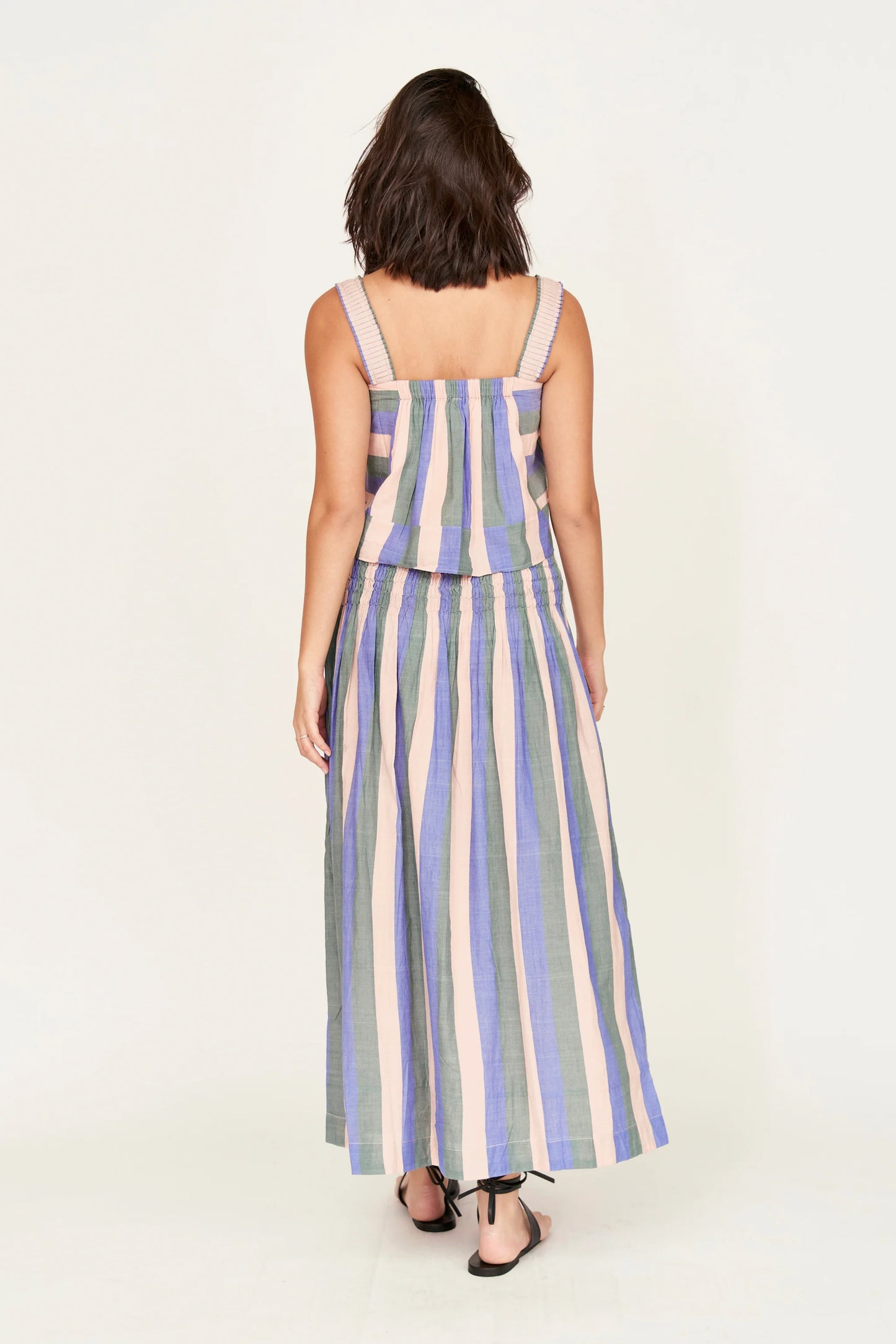 Savannah Smocked Skirt in Carnival Stripe