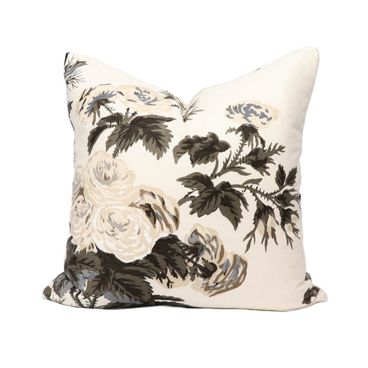 Schumacher Pyne Hollyhock in Charcoal Pillow