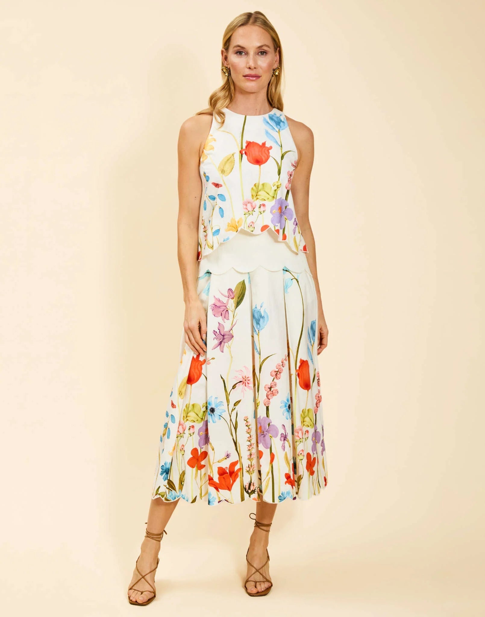 Sonata Scallop Midi Skirt in Garden Muse