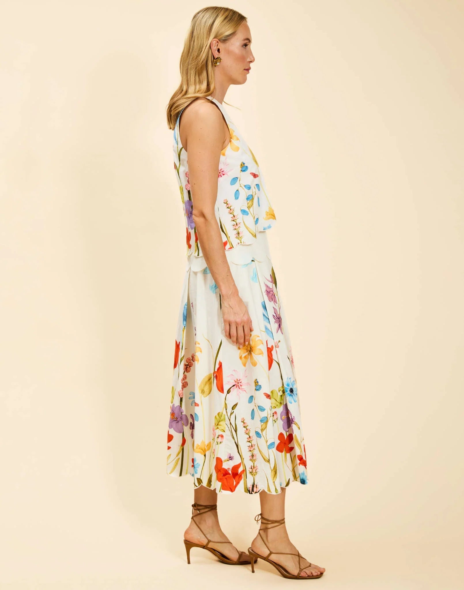 Sonata Scallop Midi Skirt in Garden Muse
