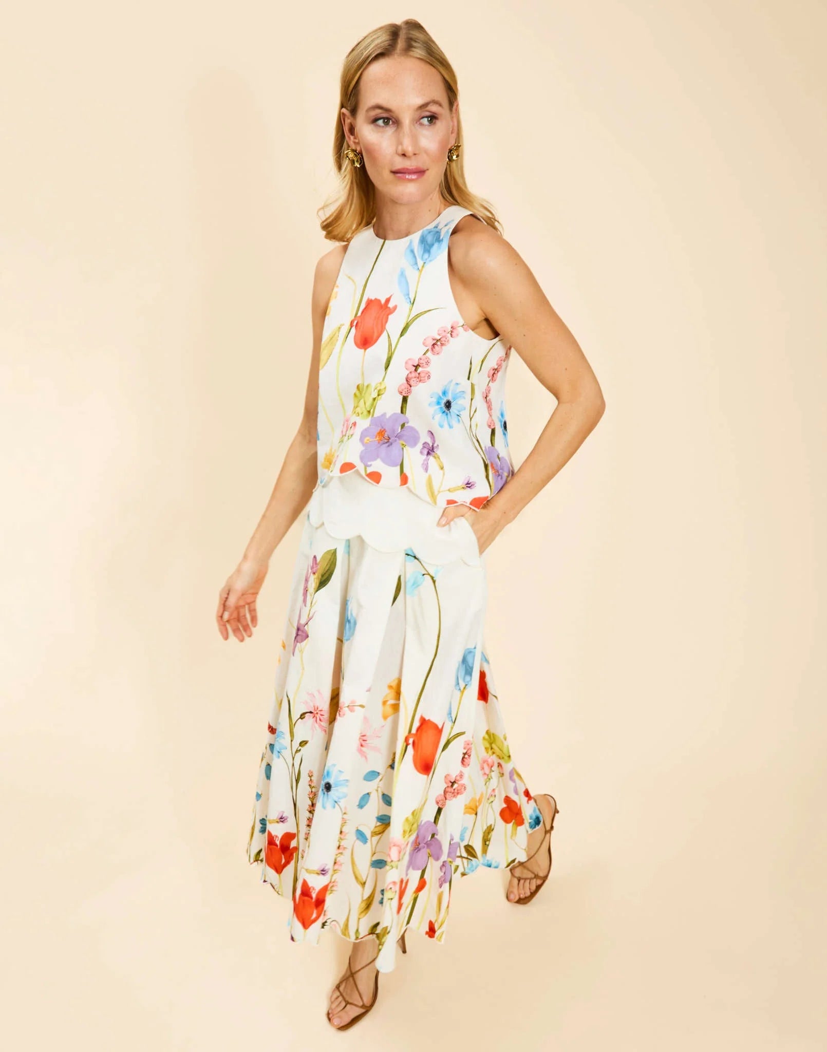 Sonata Scallop Midi Skirt in Garden Muse