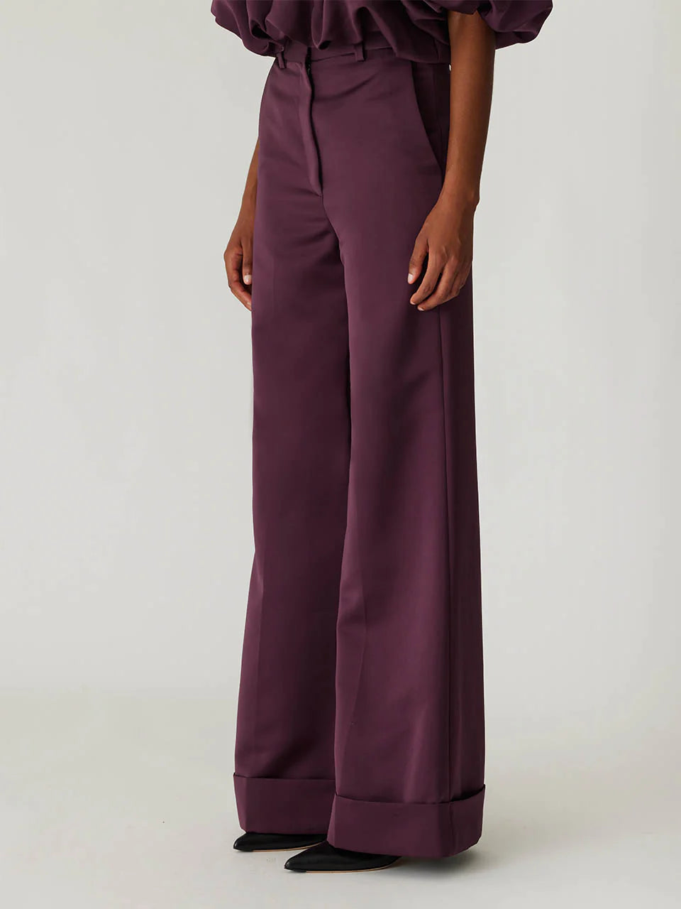 Sateen Wide Leg Pants