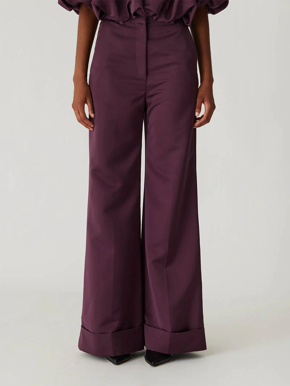 Sateen Wide Leg Pants