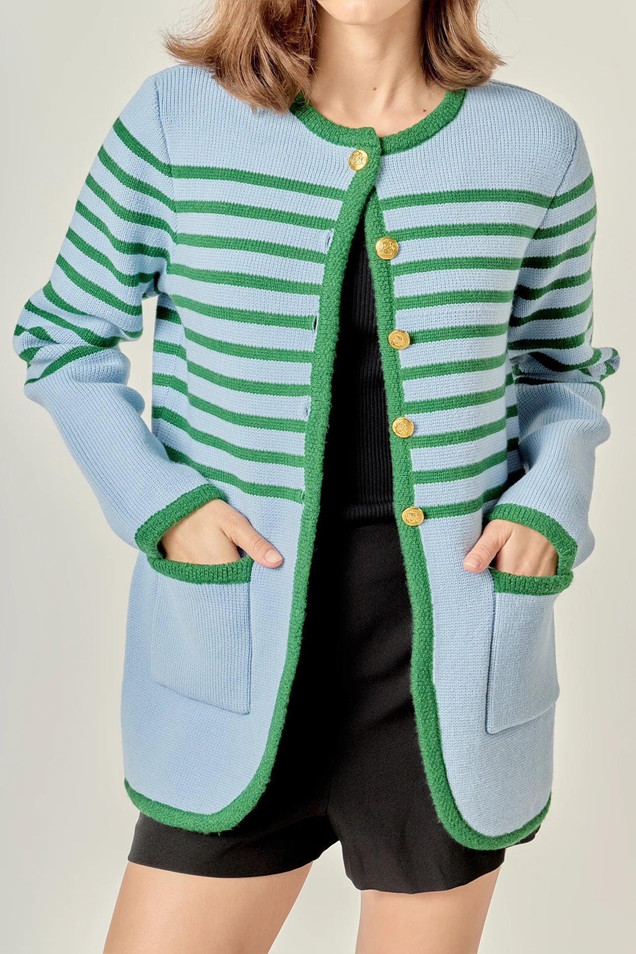 Knit Striped Sweater Cardigan