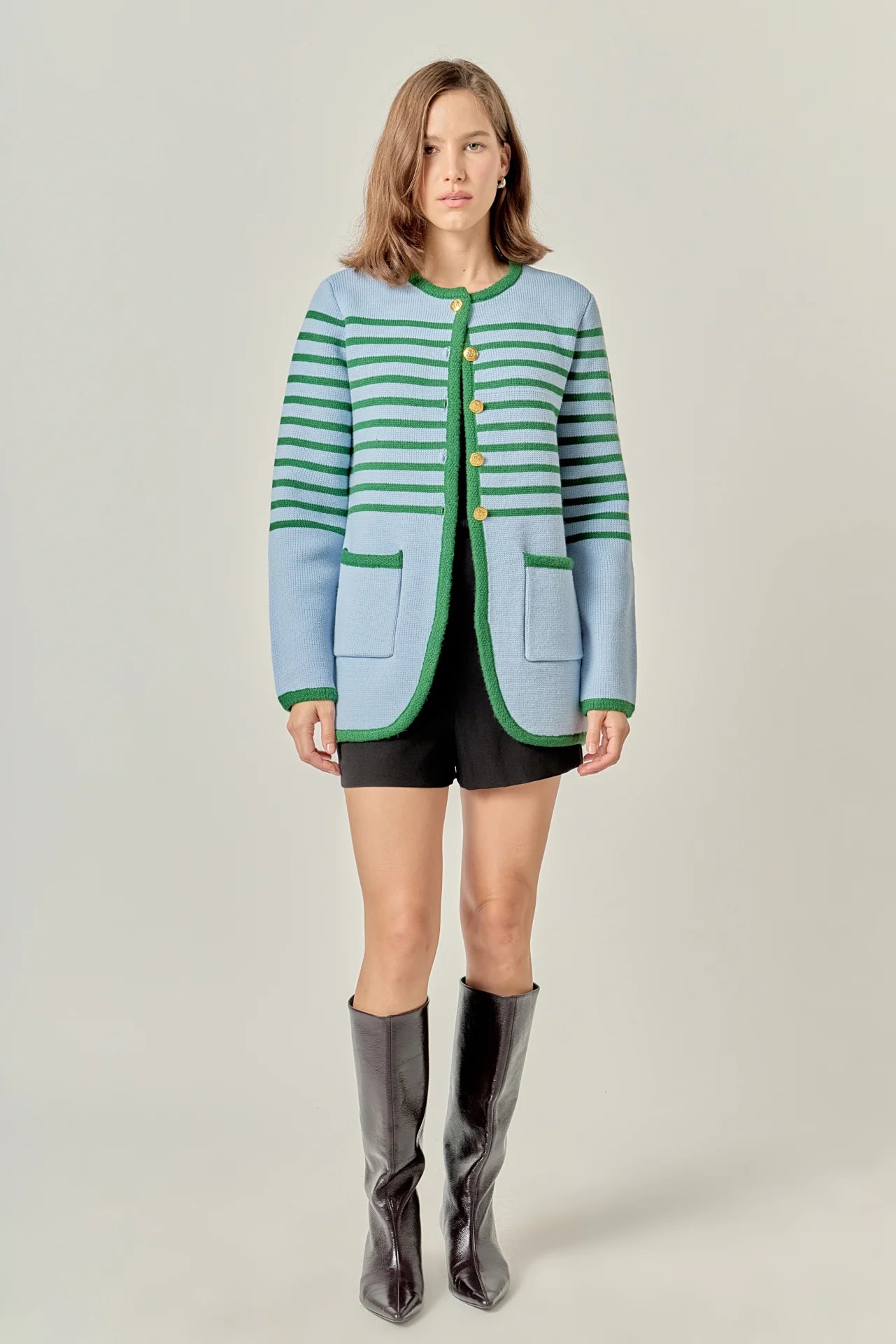 Knit Striped Sweater Cardigan