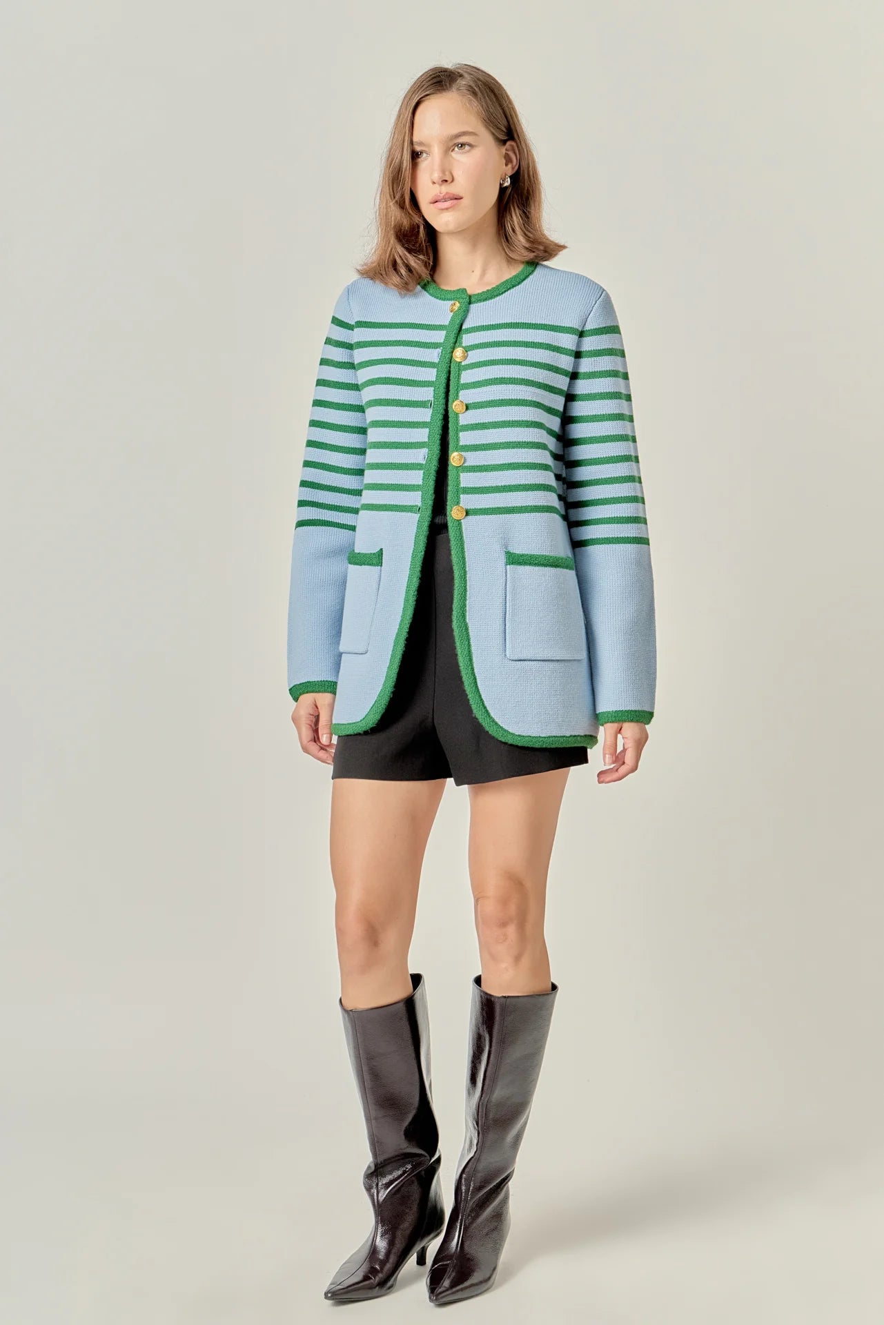 Knit Striped Sweater Cardigan