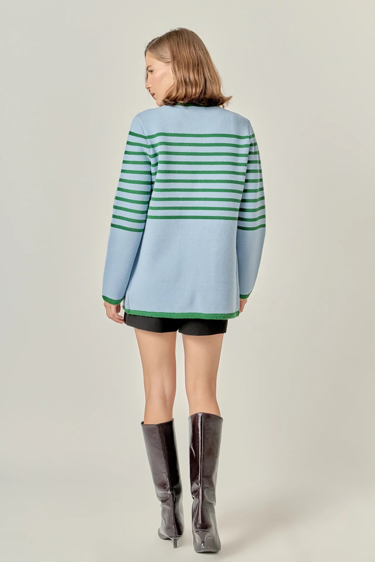 Knit Striped Sweater Cardigan