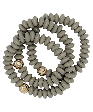 Metal Point Wood Beads Bracelet