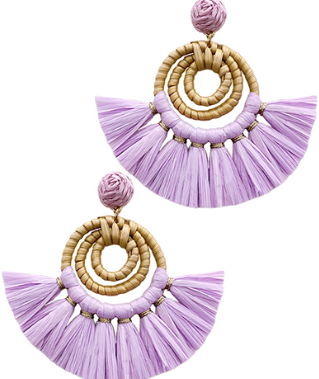 Rattan & Raffia Fan Earrings