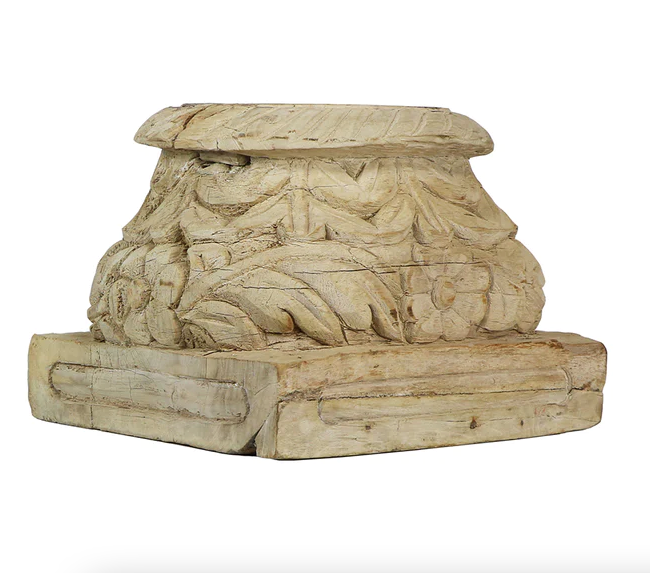 Large Bleached Carved Pillar