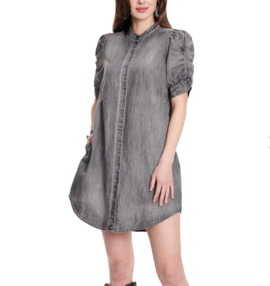 Washed Out Grey Denim Dress