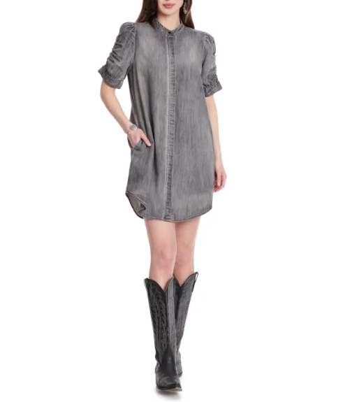 Washed Out Grey Denim Dress