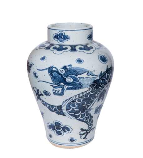 Blue And White Tall Dragon Open Top Jar