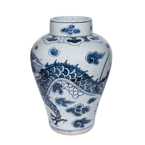 Blue And White Tall Dragon Open Top Jar