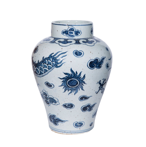 Blue And White Tall Dragon Open Top Jar