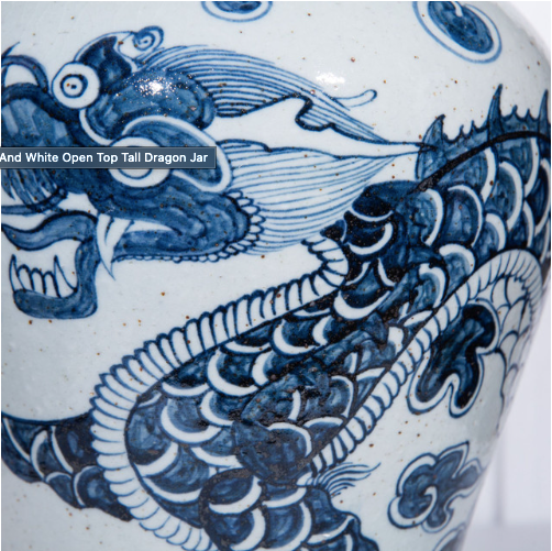 Blue And White Tall Dragon Open Top Jar