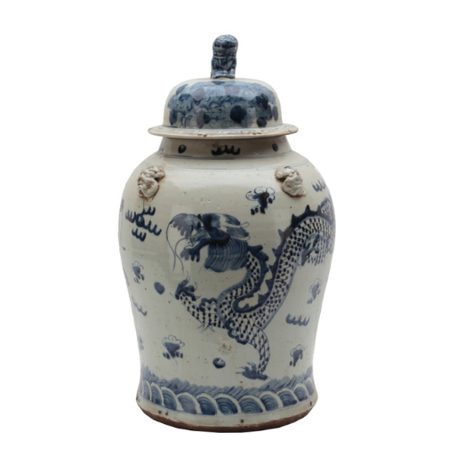 Vintage Temple Jar Dragon Motif