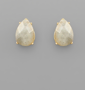 Teardrop Stone Stud Earring