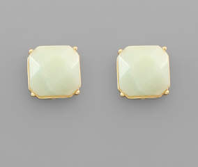 Square Stone Stud Earring