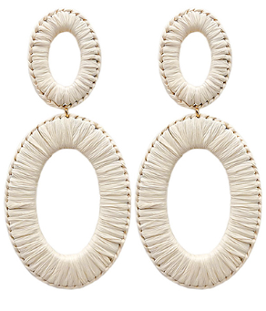 Raffia Wrapped Oval Earrings