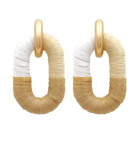 Raffia Wrapped Oval Earrings